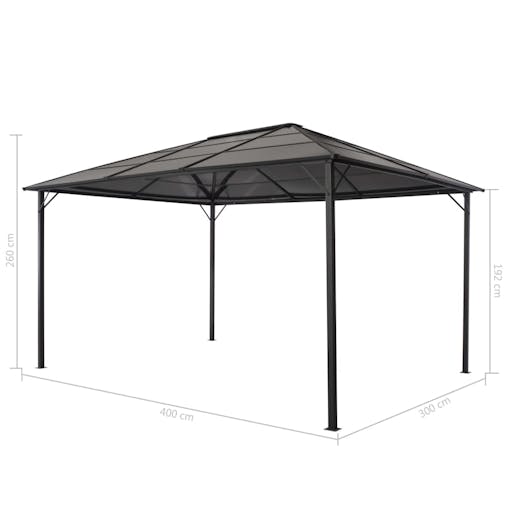 NNEVL Gazebo with Roof Aluminium 4x3x2.6 m Black