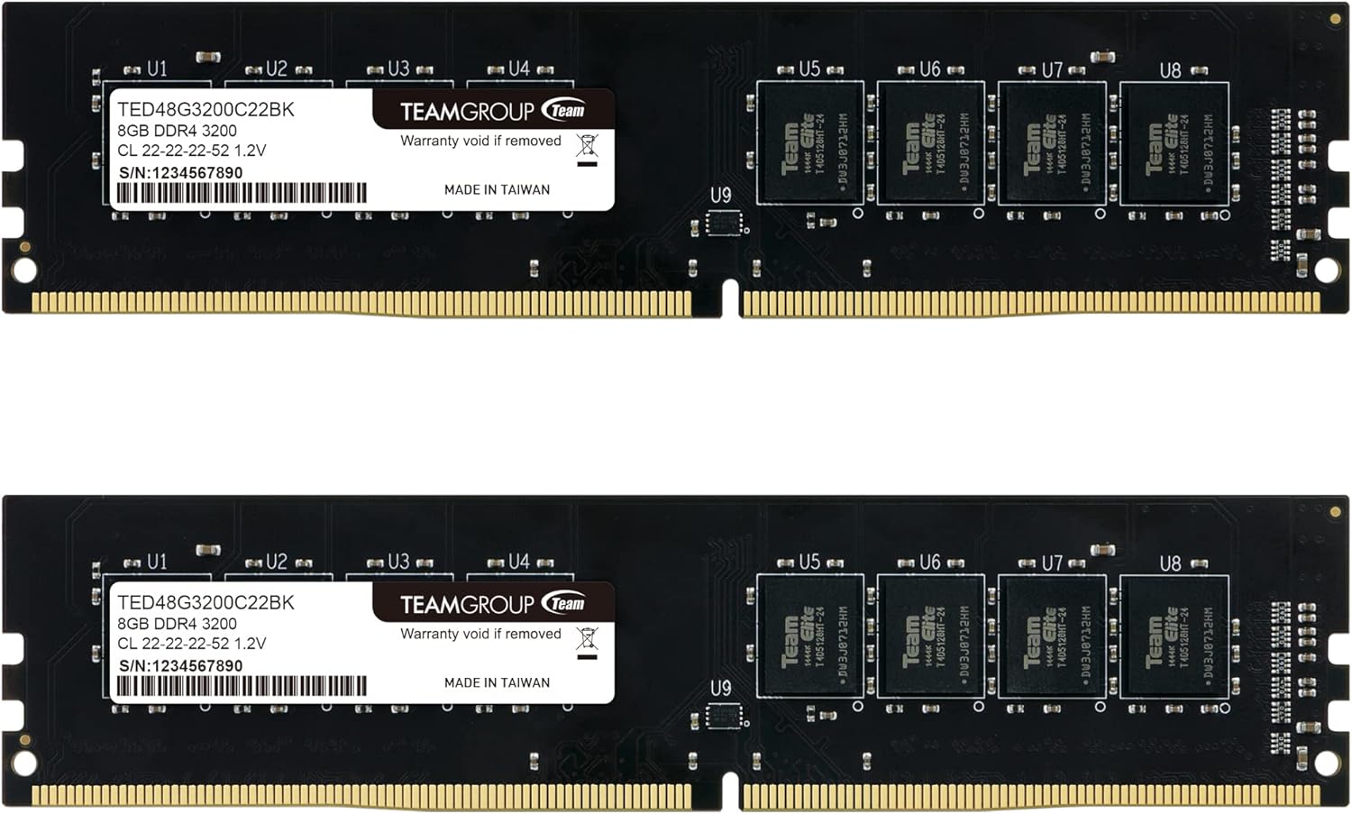 TEAMGROUP Elite DDR4 16GB Kit (2 x 8GB) 3200MHz (PC4-25600) CL22 Unbuffered Non-ECC 1.2V UDIMM 288 Pin PC Computer Desktop Memory Module Ram Upgrade - TED416G3200C22DC01