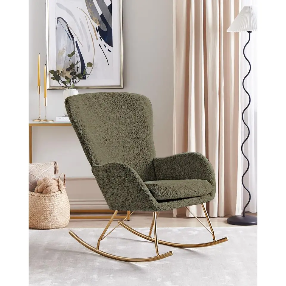 ANASET - Schommelstoel - Donkergroen - Boucl&eacute;