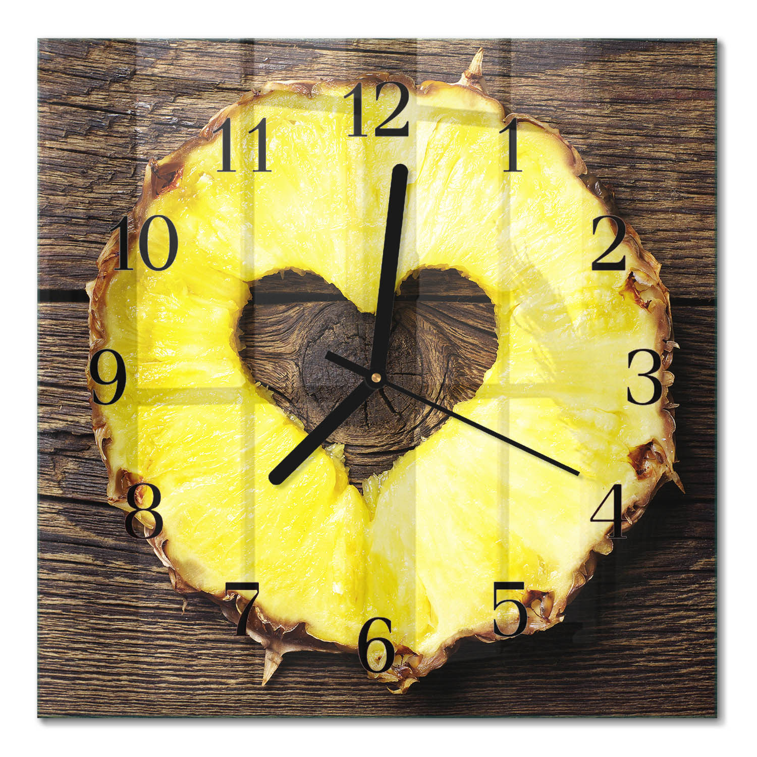 Stylowy zegar 30x30 Ananas cichy mechanizm salon