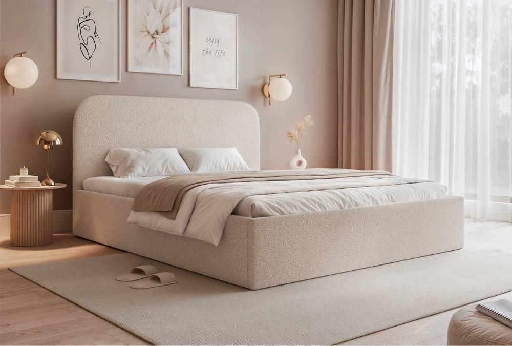 Bedframe Fia 140x200 bouclé met opbergruimte