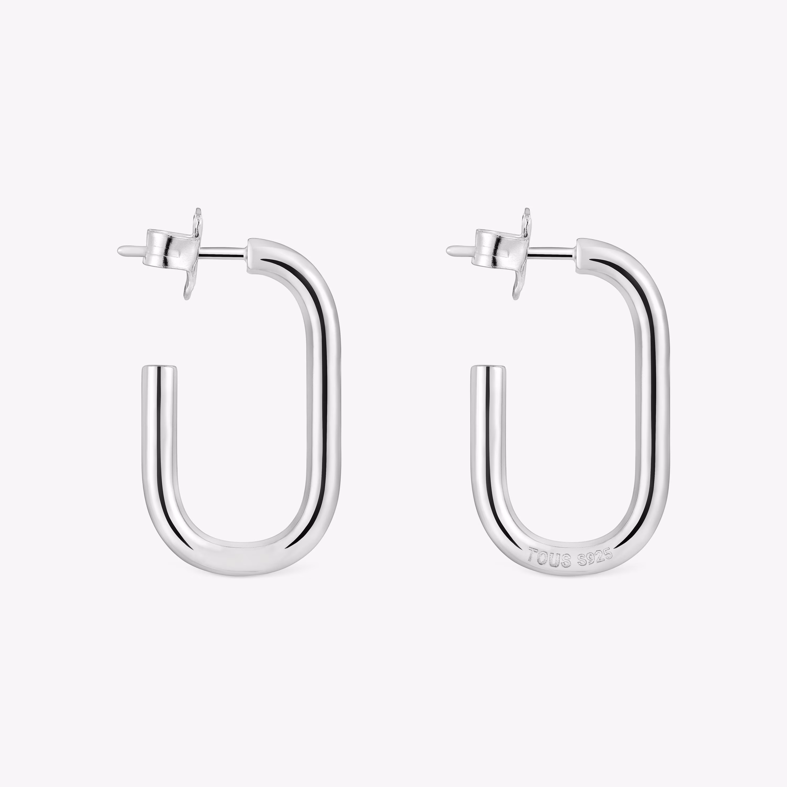 Pendientes de aro largos de plata 25 mm Basicos