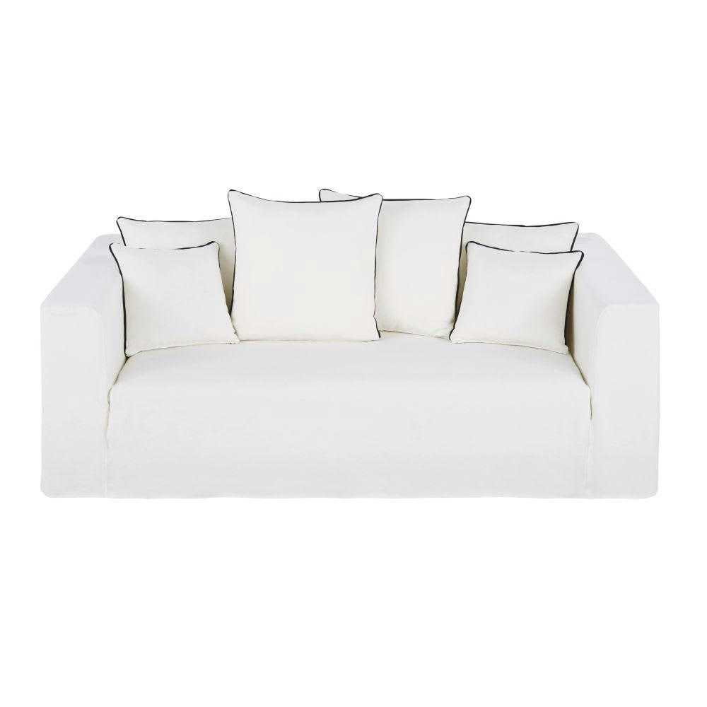 Gipsy - Canapé 3/4 places en lin supérieur blanc