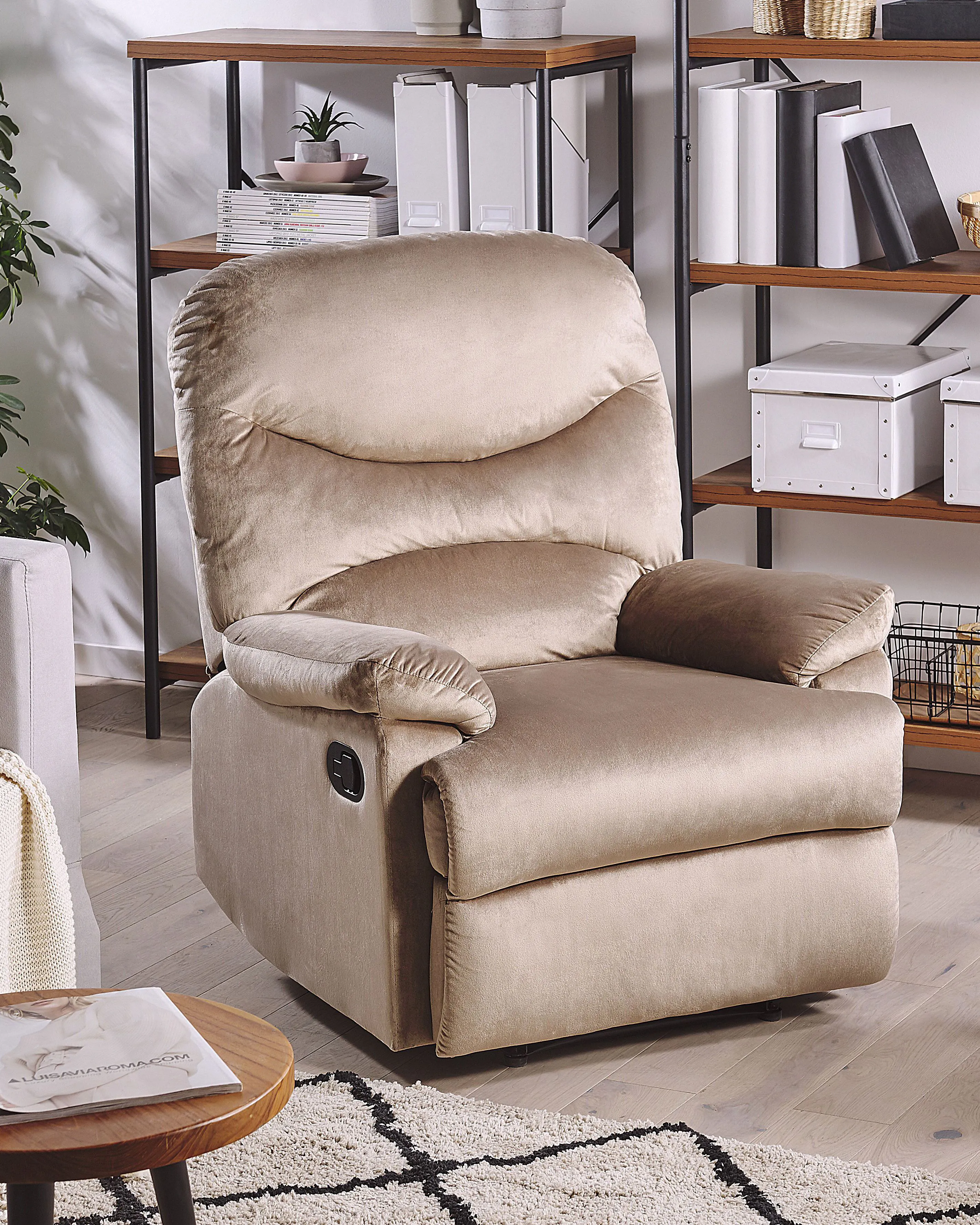 Recliner Chair ESLOV with Footrest Velvet Taupe Beige