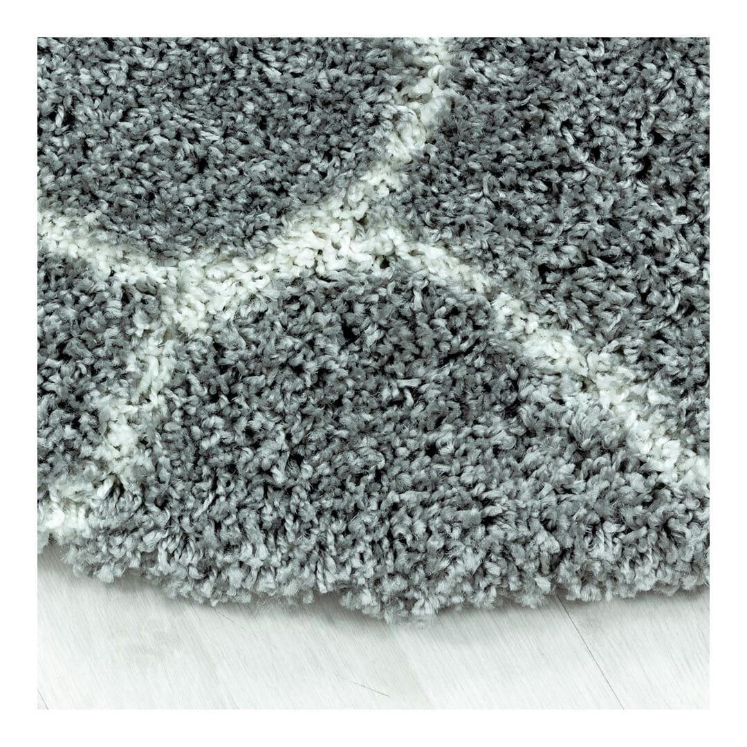 LOKALT - Tapis géométrique baroque en polypropylène gris Ø 120