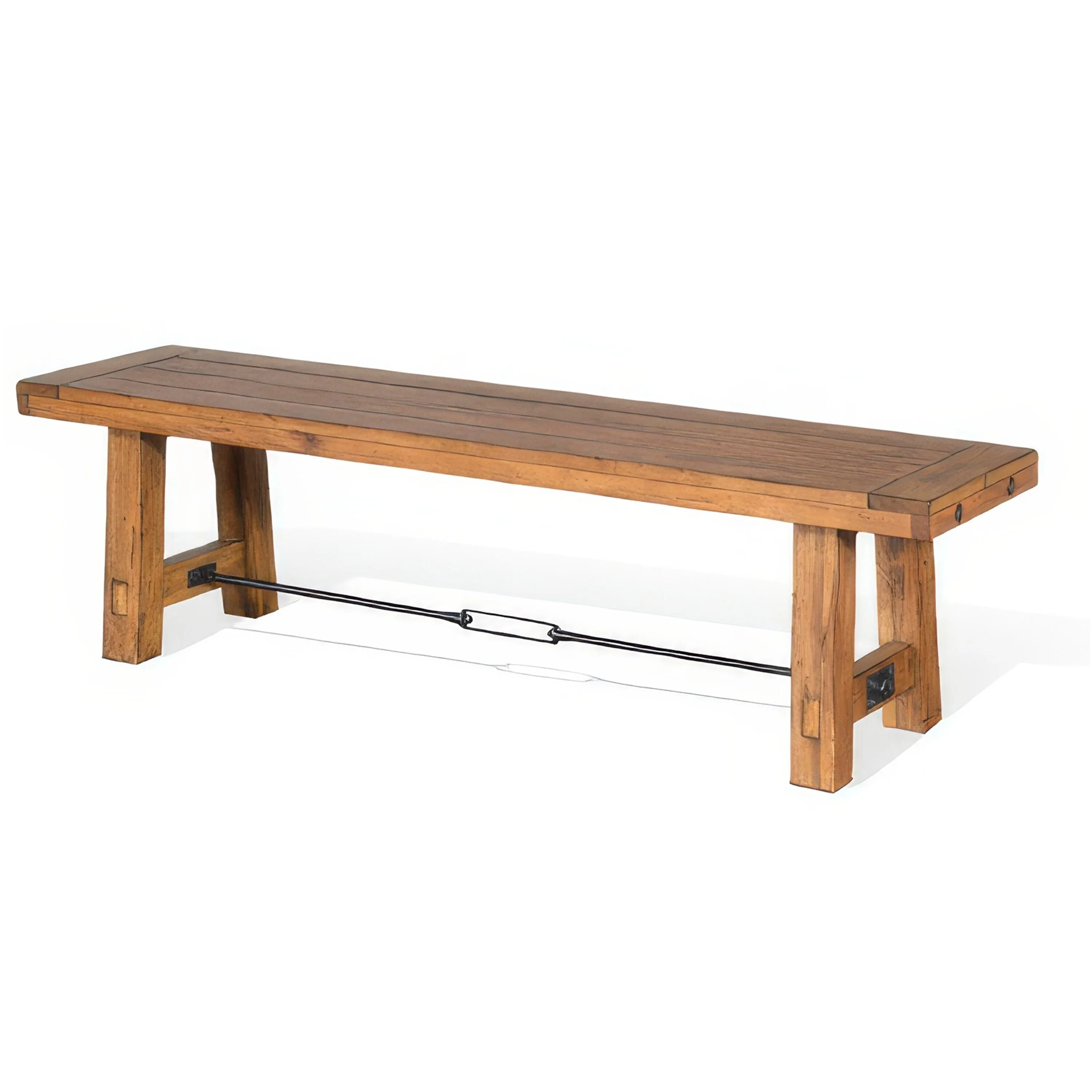 Jake Dining Bench, Light Brown Mahogany, Turnbuckle Accent, 64 Inch