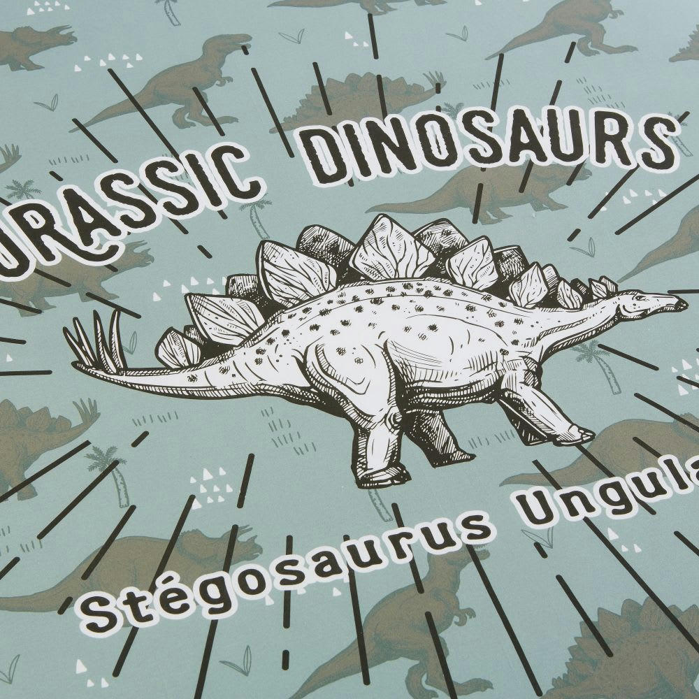 DINO - Parure de lit enfant en coton vert kaki imprimé 140X200