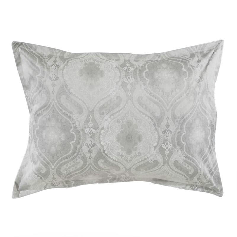 NAMASTE - Taie d'oreiller en satin de coton gris argent 50x75