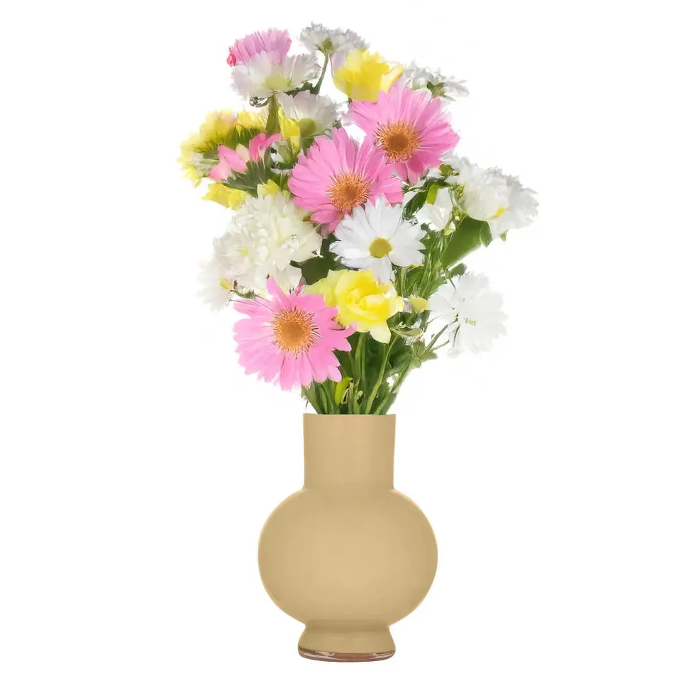 Hakbijl Glass Bloemenvaas Deborah - Beige - glas - D20 x H 26 cm