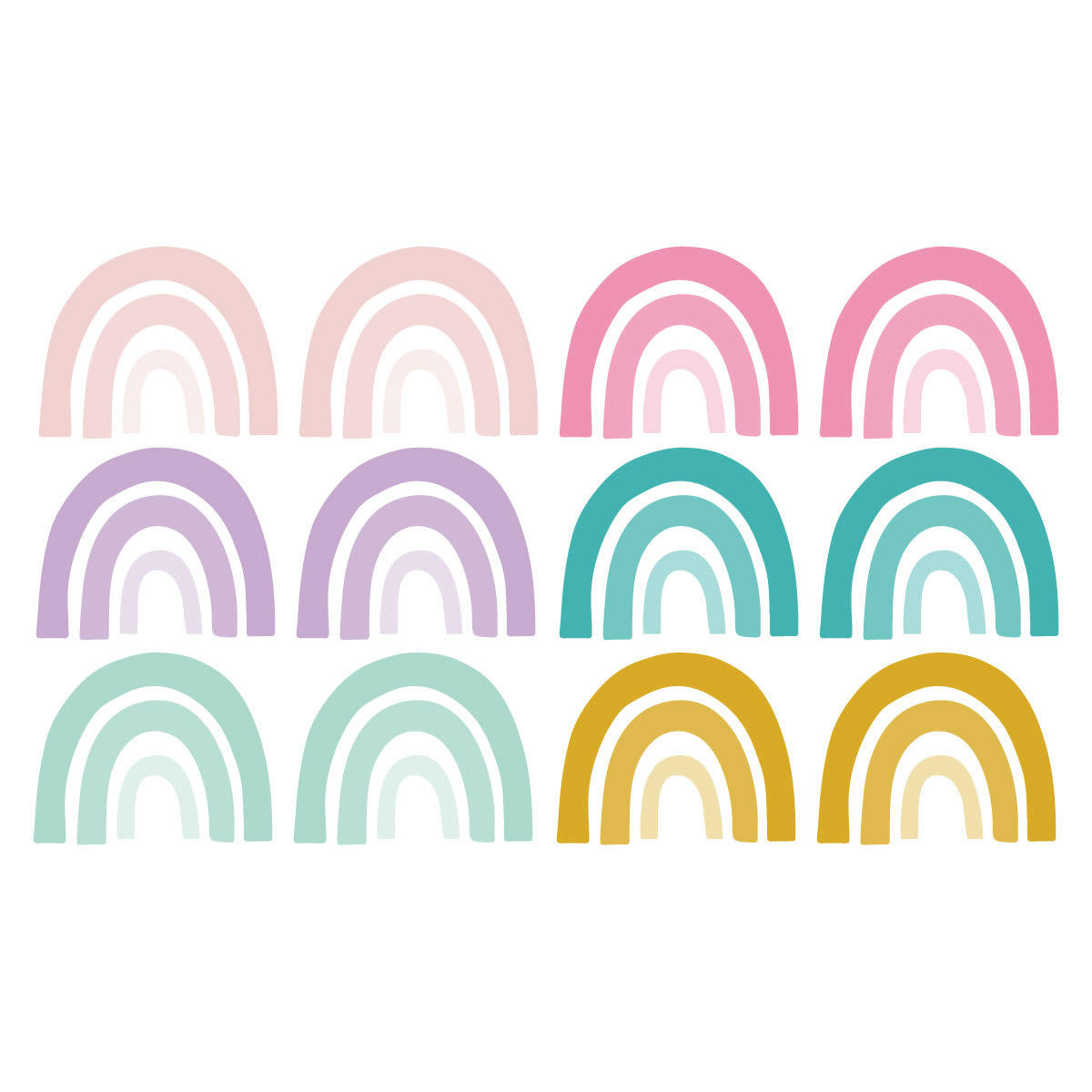 RAINBOWS2 - Stickers mureaux en vinyle arcs en ciel rose et lilas