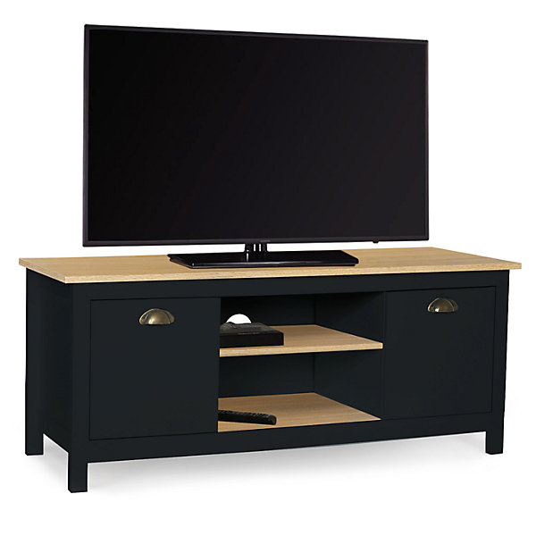 Meuble TV 113 cm campagne ISIS bois et noir