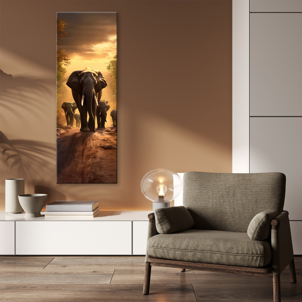 Feeby Obraz na płótnie, Stado słoni 30x90