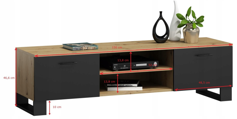 Szafka stolik RTV KLARA BIS artisan-czarny loft