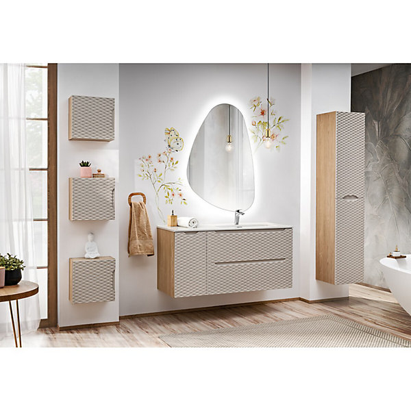 Meuble sous vasque YOKABeige et chene clair 90 cm