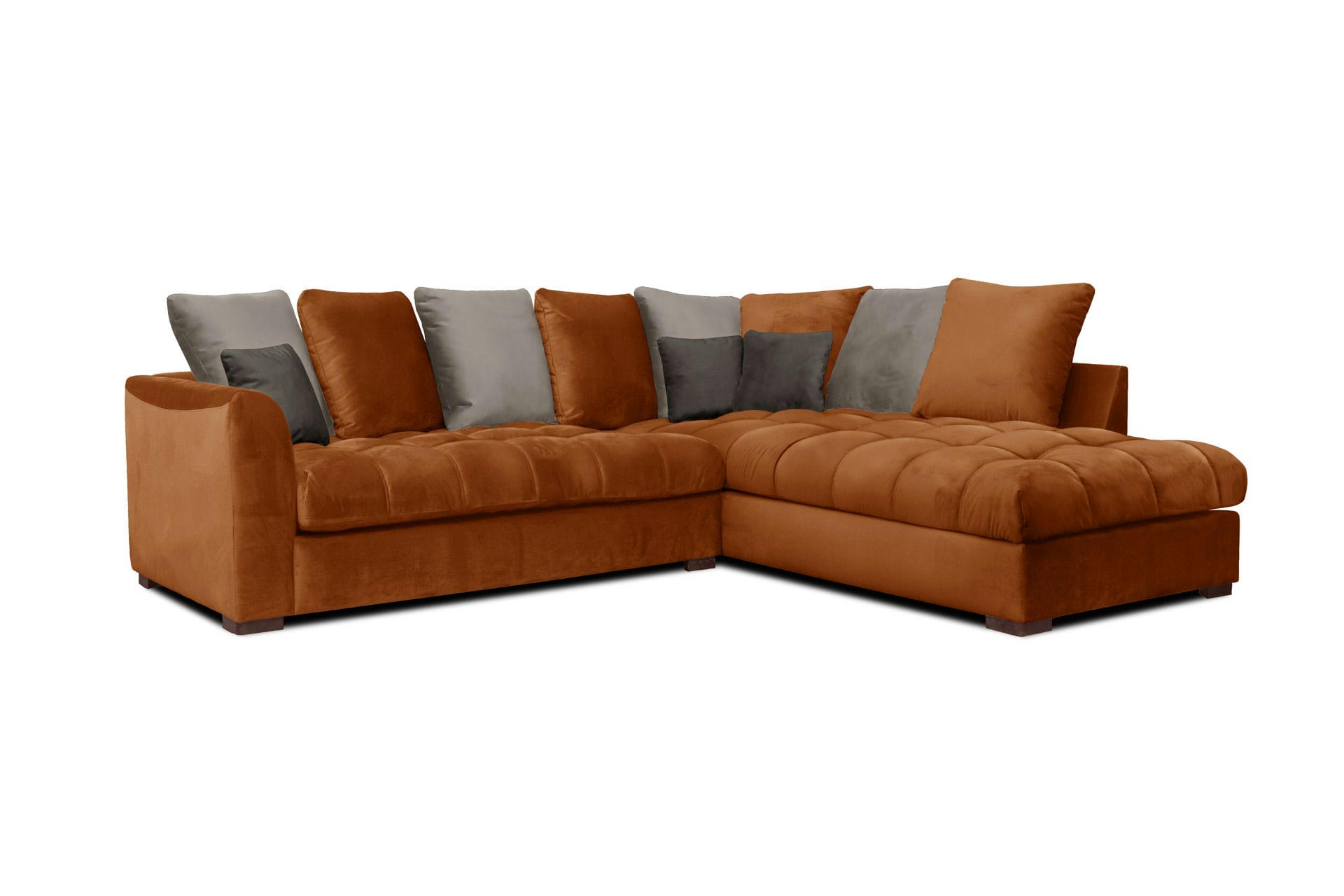 BARDI - Canapé d'angle droit 5 places tissu orange