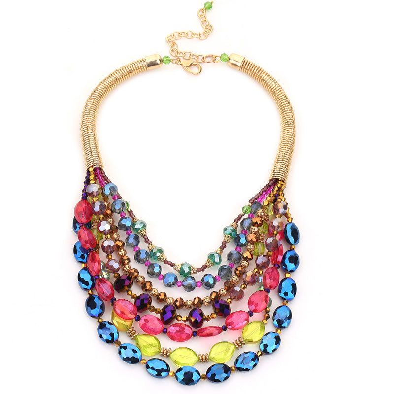 PEACH ACCESSORIES Colorful Beaded Layered Necklace