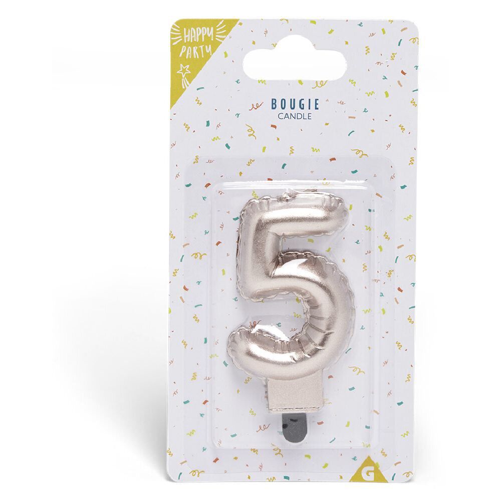 Bougie anniversaire chiffre 5 rose gold