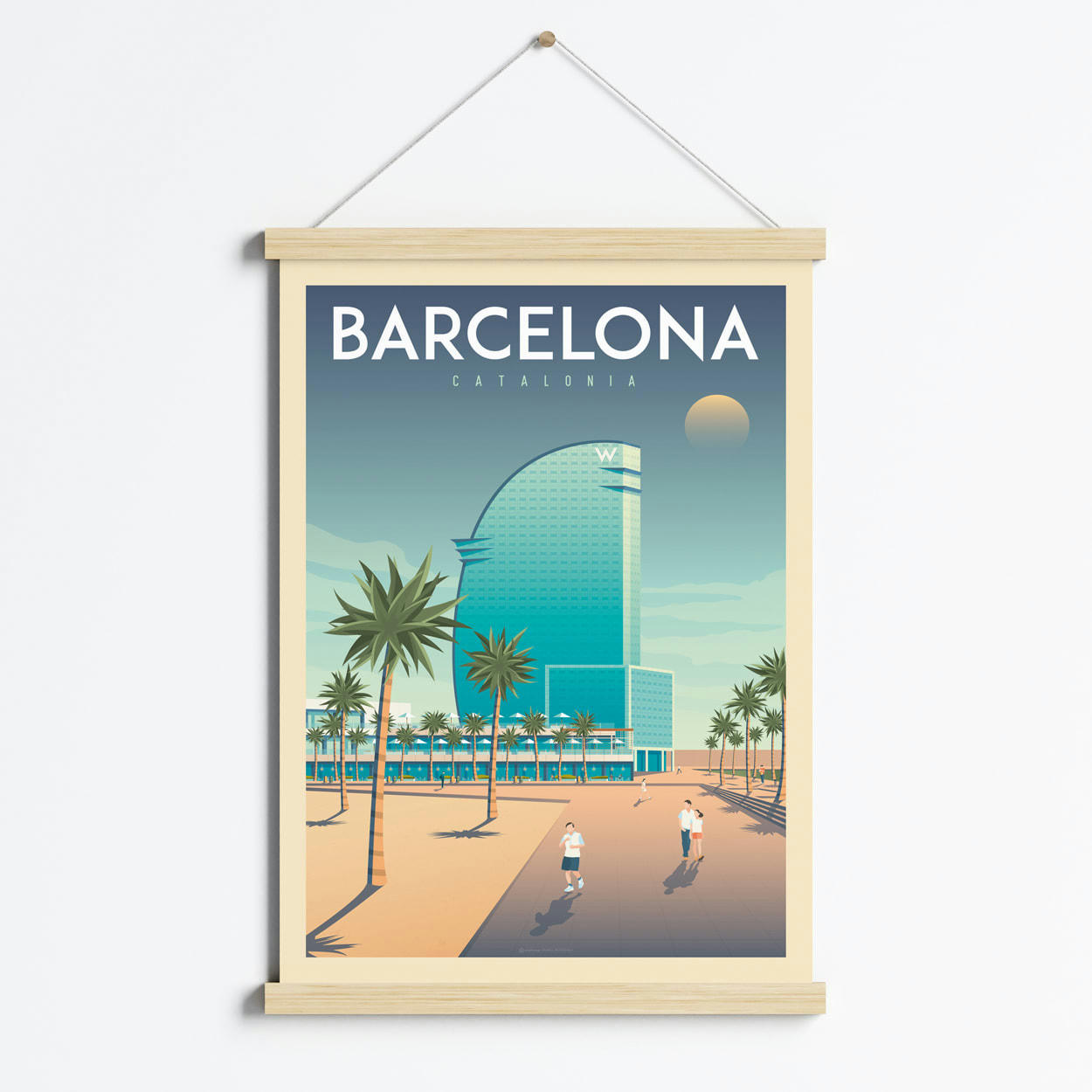 - Affiche Barcelone Espagne + Cadre Magnétique (Bois) 50x70 cm