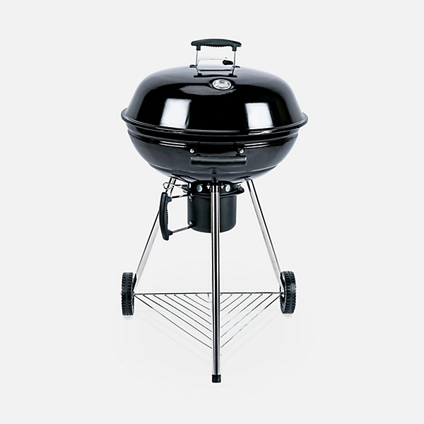 Barbecue charbon de bois D.57cm - Georges - Noir émaillé. barbecue avec aérateurs. émaillé. fumoir. récupérateur de cendres