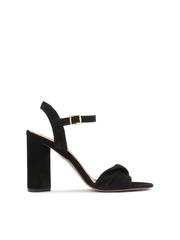 Black suede wide strap sandals