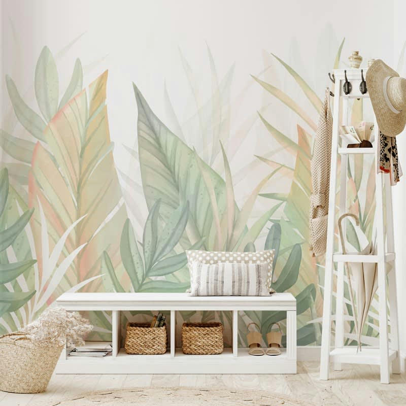 CÉRÈS - Papier Peint Panoramique L336xH270cm Vert Feuillage Aquarelle