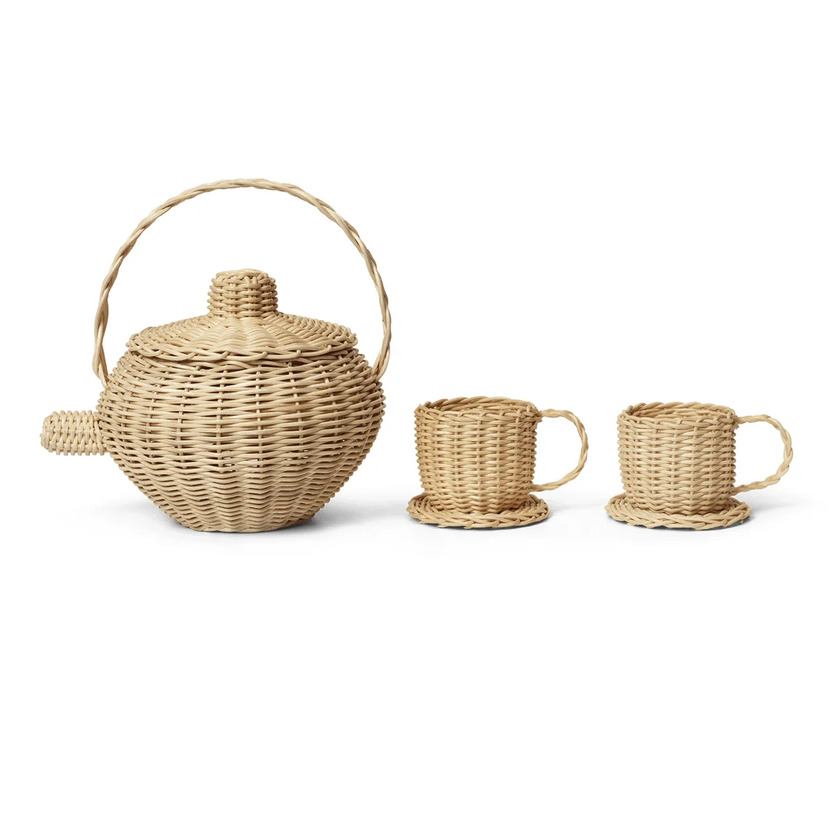 Ferm Living - Rattan Teeset, natur (3er-Set)