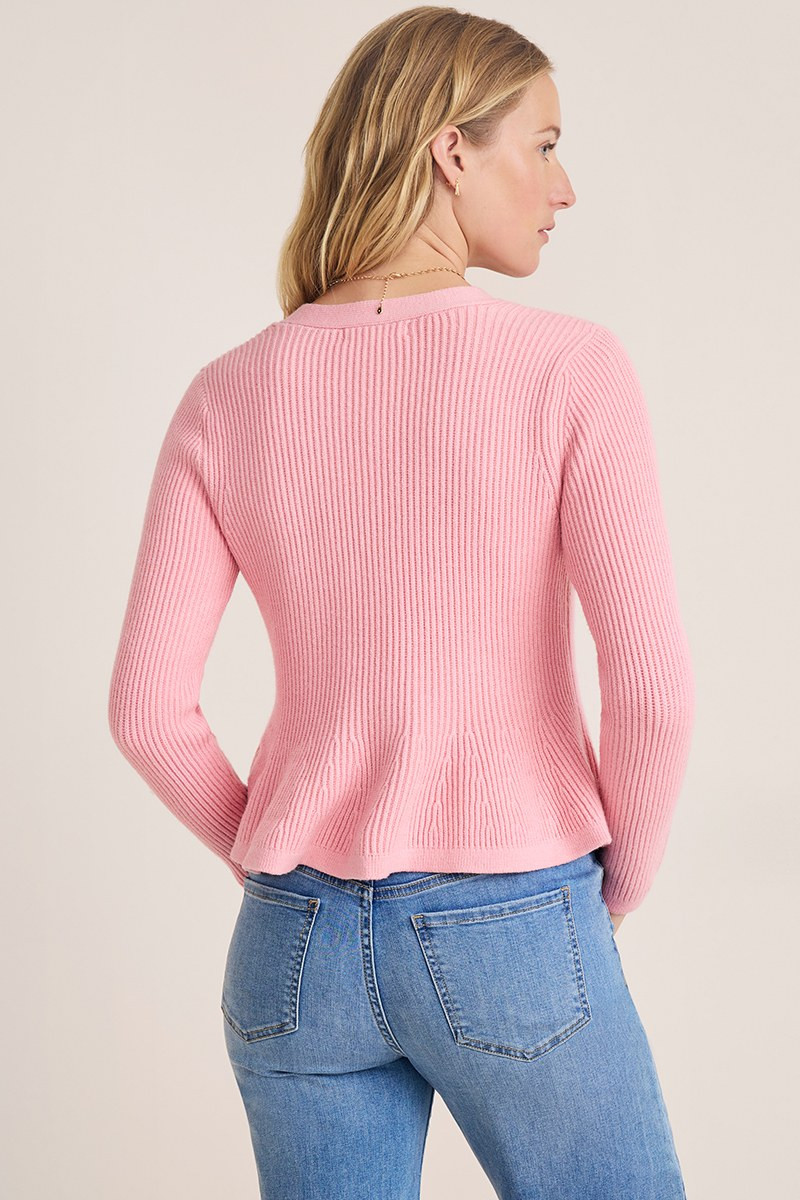 Denise Rib Knit Peplum Cardigan