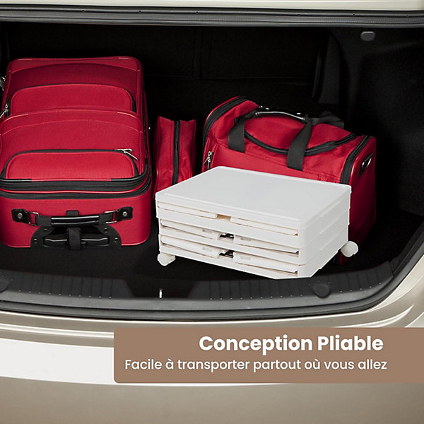 Boîtes de Rangement Empilables Mobile Lot de 3 Bacs avec Couvercle Portes Magnétiques Double Ouverture