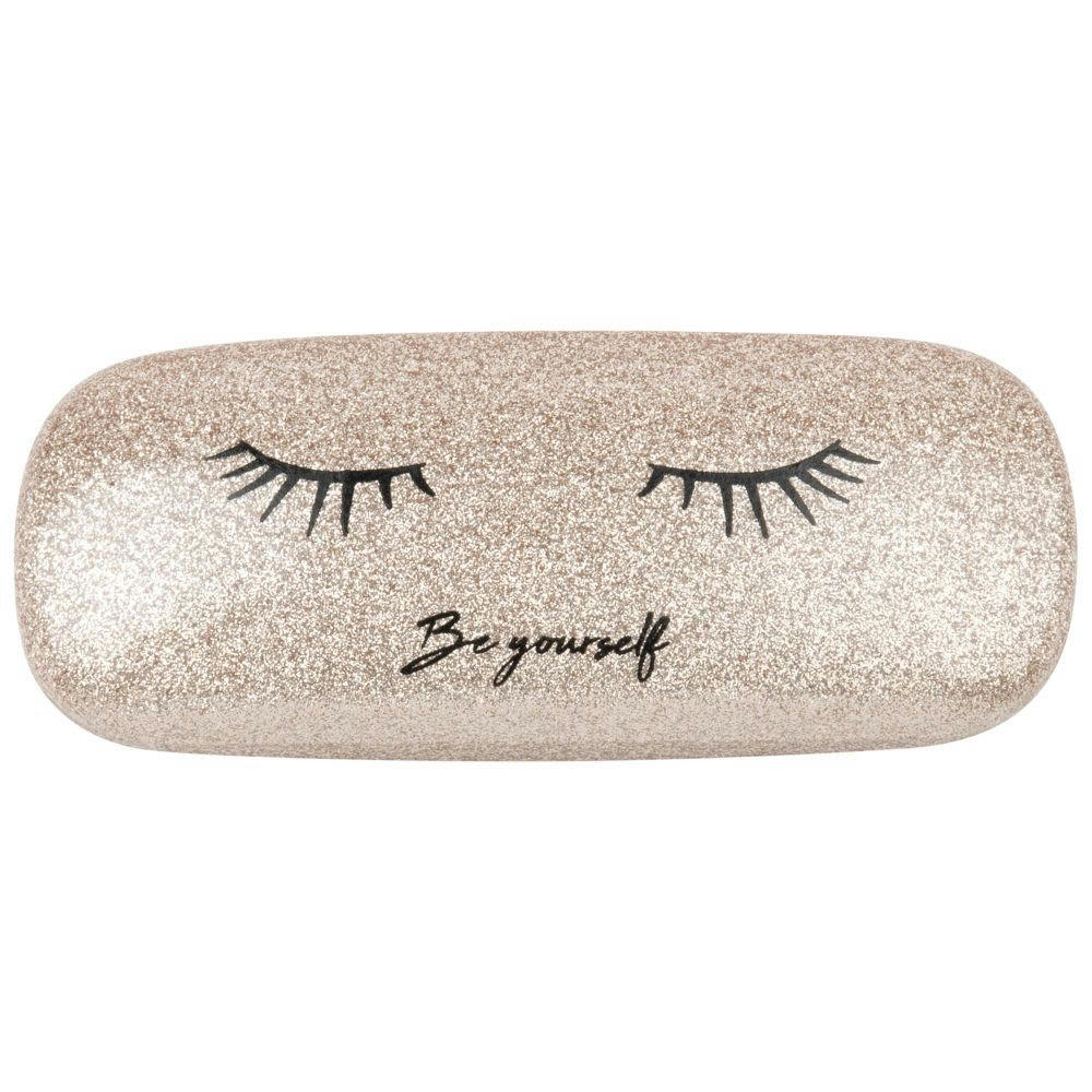 - Etui à lunettes à paillettes dorées imprimé