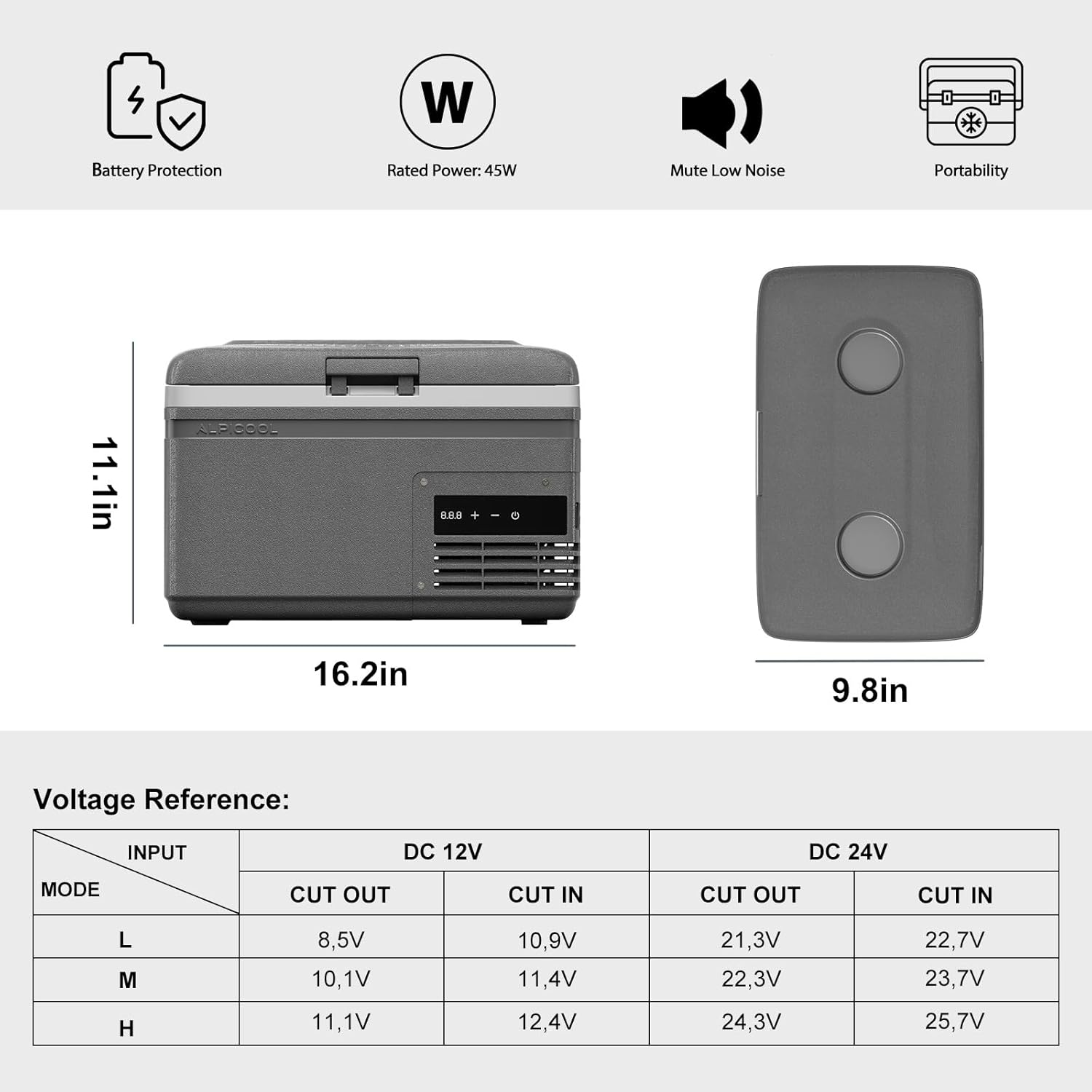 Alpicool MG9 Mini Portable Freezer, 12 Volt Car Refrigerator, 9 Quart Fast Cooling, with 12/24V DC and 100-240V AC for Outdoor, Camping, RV, Truck