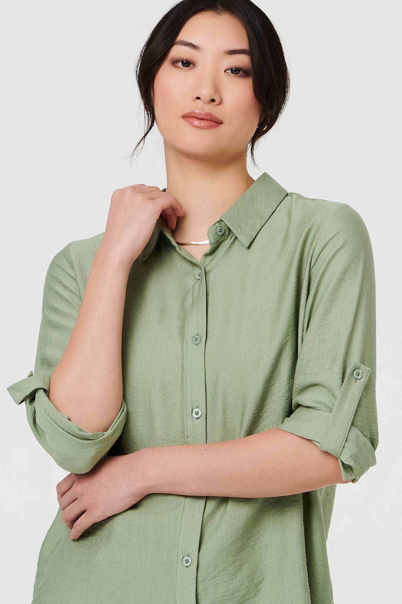 Izabel London Long Sleeve Button-Front Shirt