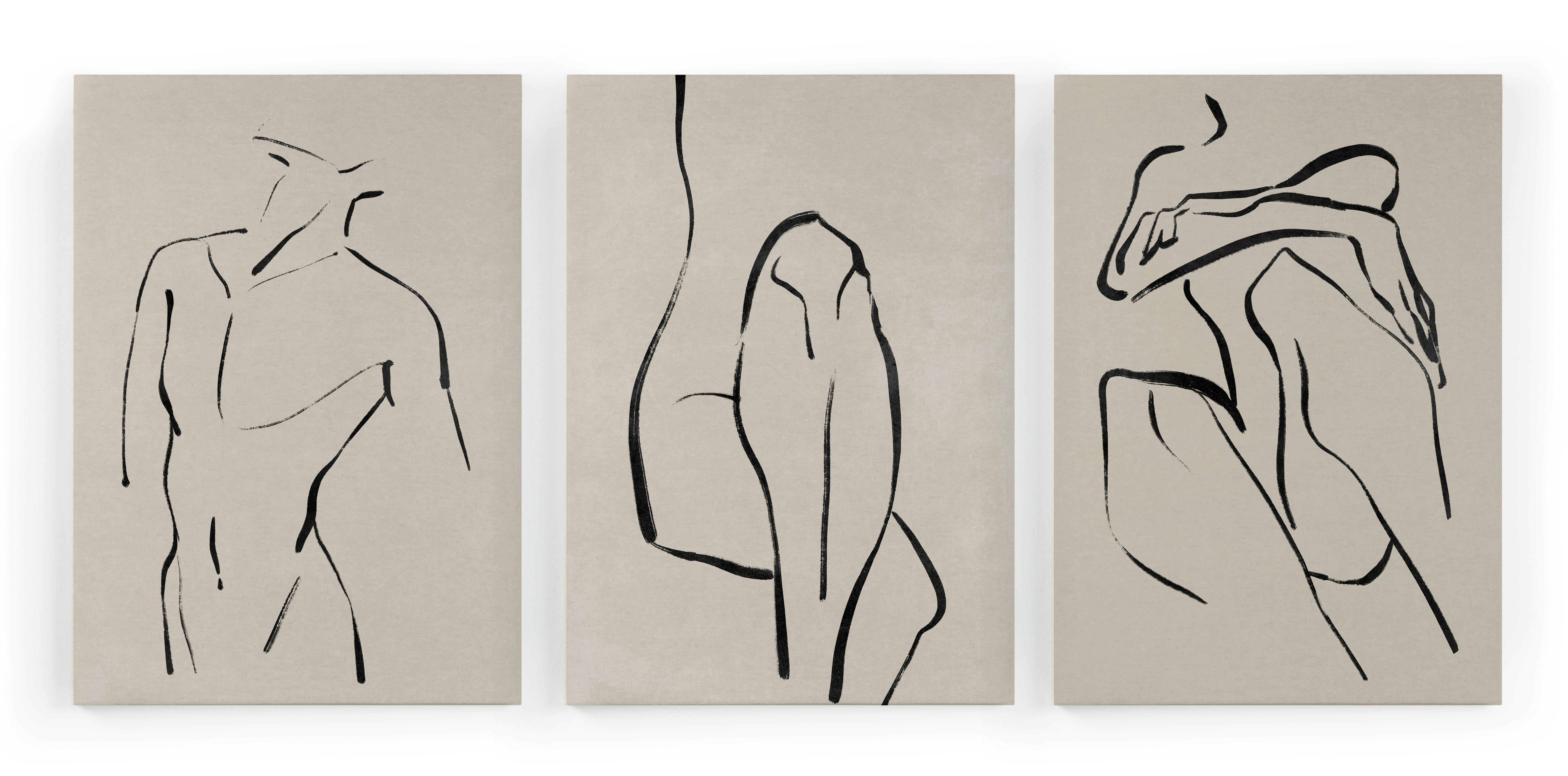 BODIES - Set 3 Peintures sur toile 60x40 imprimées corps