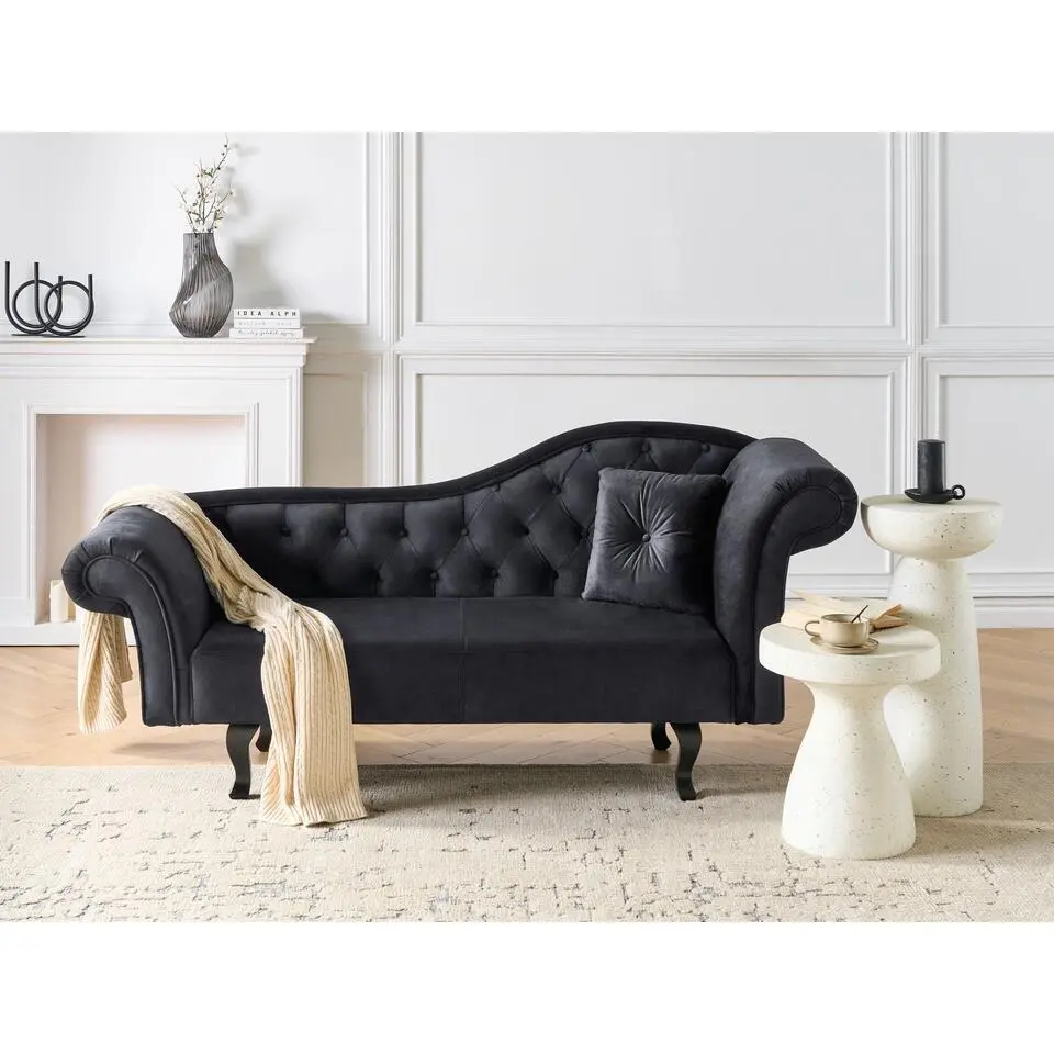 LATTES II - Chaise longue - Zwart - Rechterzijde - Fluweel