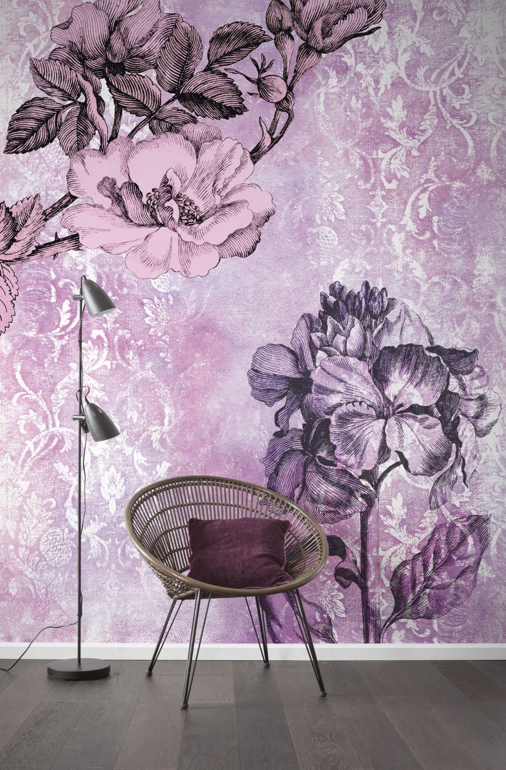 Sanders & Sanders fotobehang barok roze en paars - 200 x 250 cm - 611938