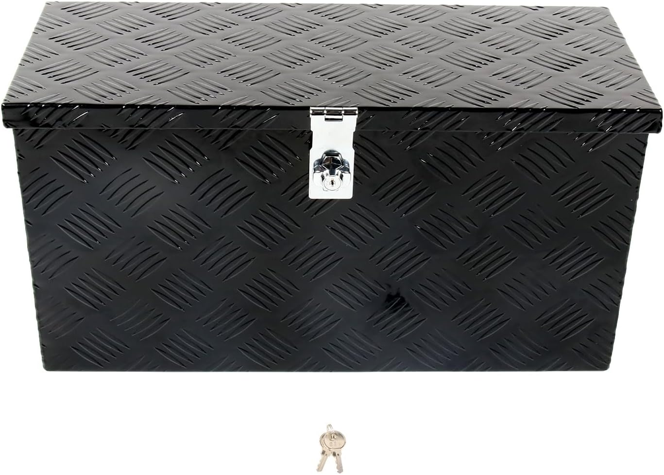 24'' Inch Stripes Plated ATV UTV Aluminum Tool Box Truck Bed Toolbox Waterproof Square Storage Organizer with Lock and Keys Black(‎24 L x 9.5 W x 12.5 H)