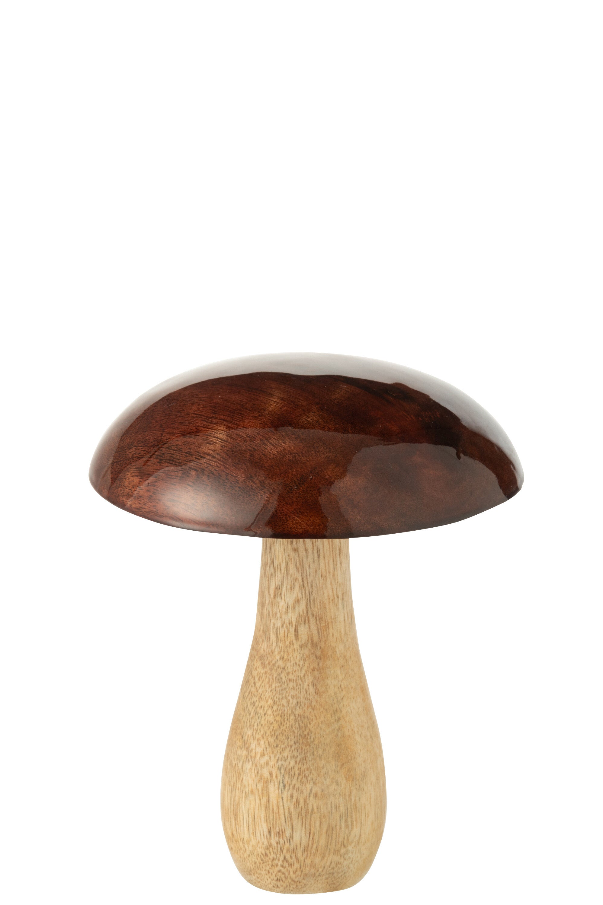 J-Line decoratie Paddenstoel Blinkend - hout - naturel/bruin - small