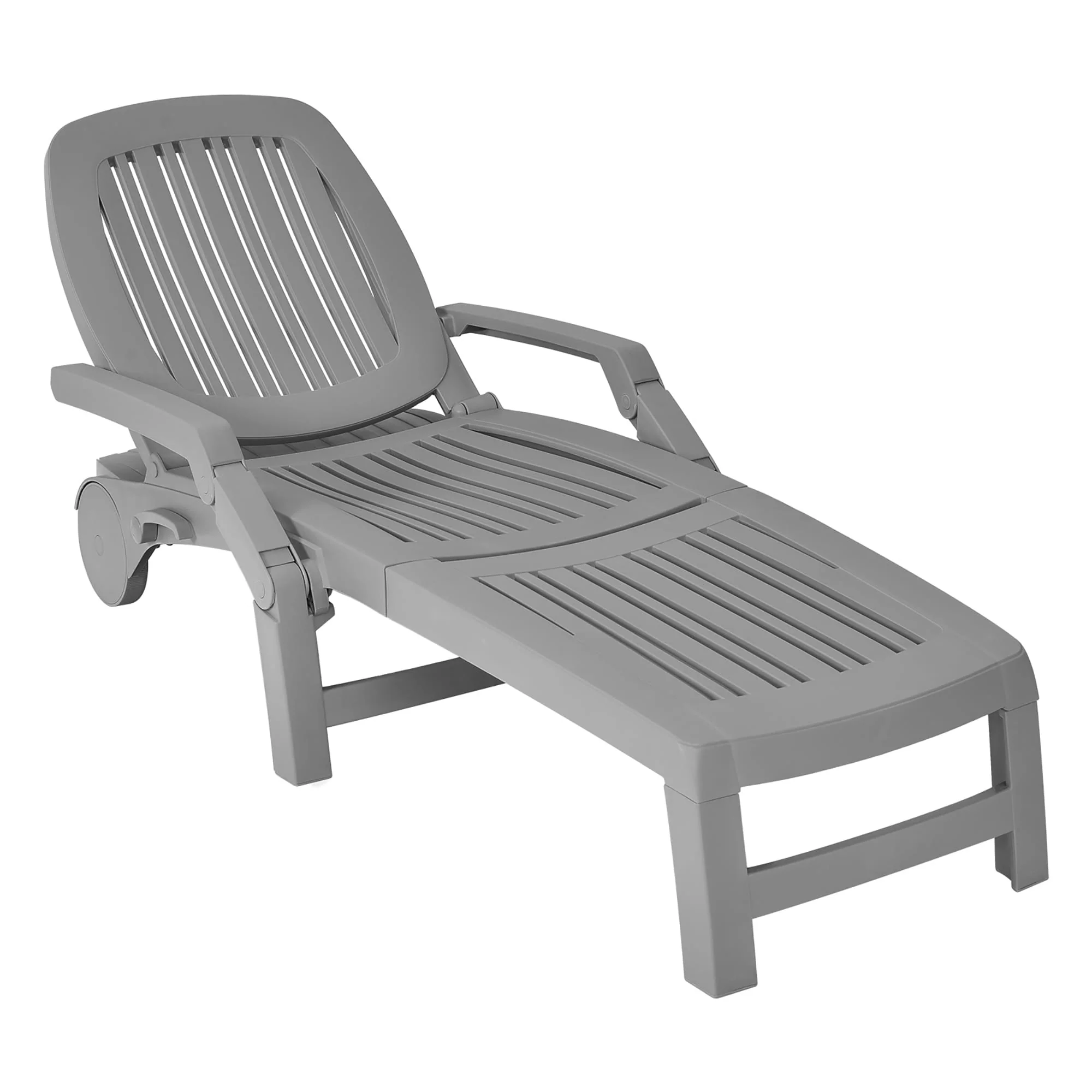 Outdoor Chaise Lounge Outdoor Adjustable Backrest Recliner with Wheels