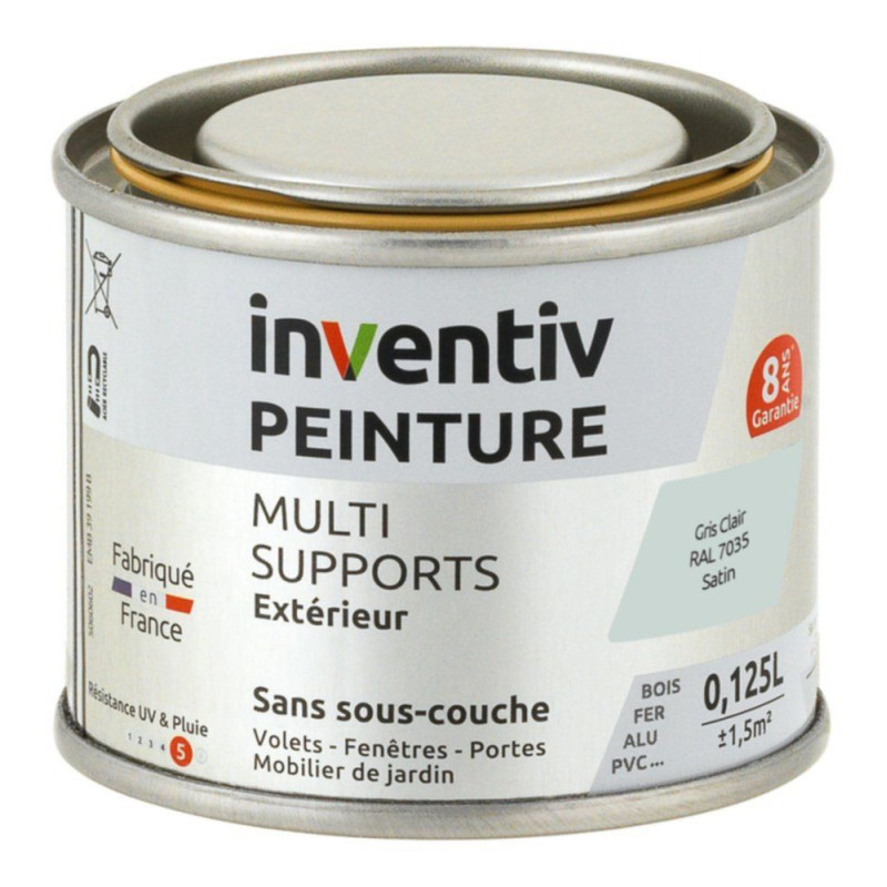 Peinture multi-supports gris clair satiné 0,125 L INVENTIV
