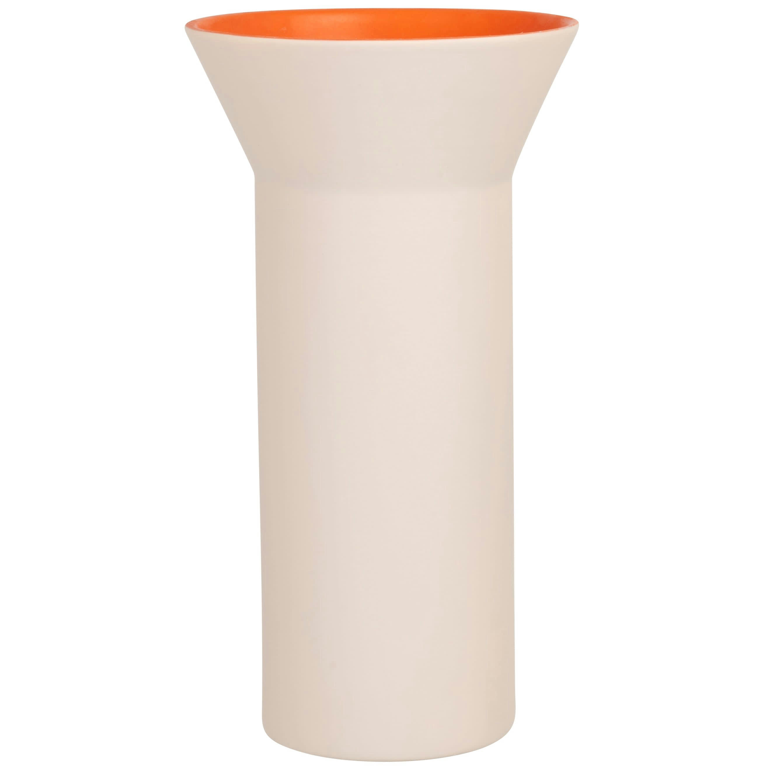 AMANDIO - Vase en dolomite blanche et orange H32