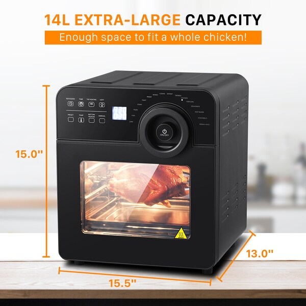 Air fryer Oven with Rotisserie and Dehydrator, Roast, Bake, Broil, 16 in 1 Digital Easy Operation,8 Accessories & Recipe