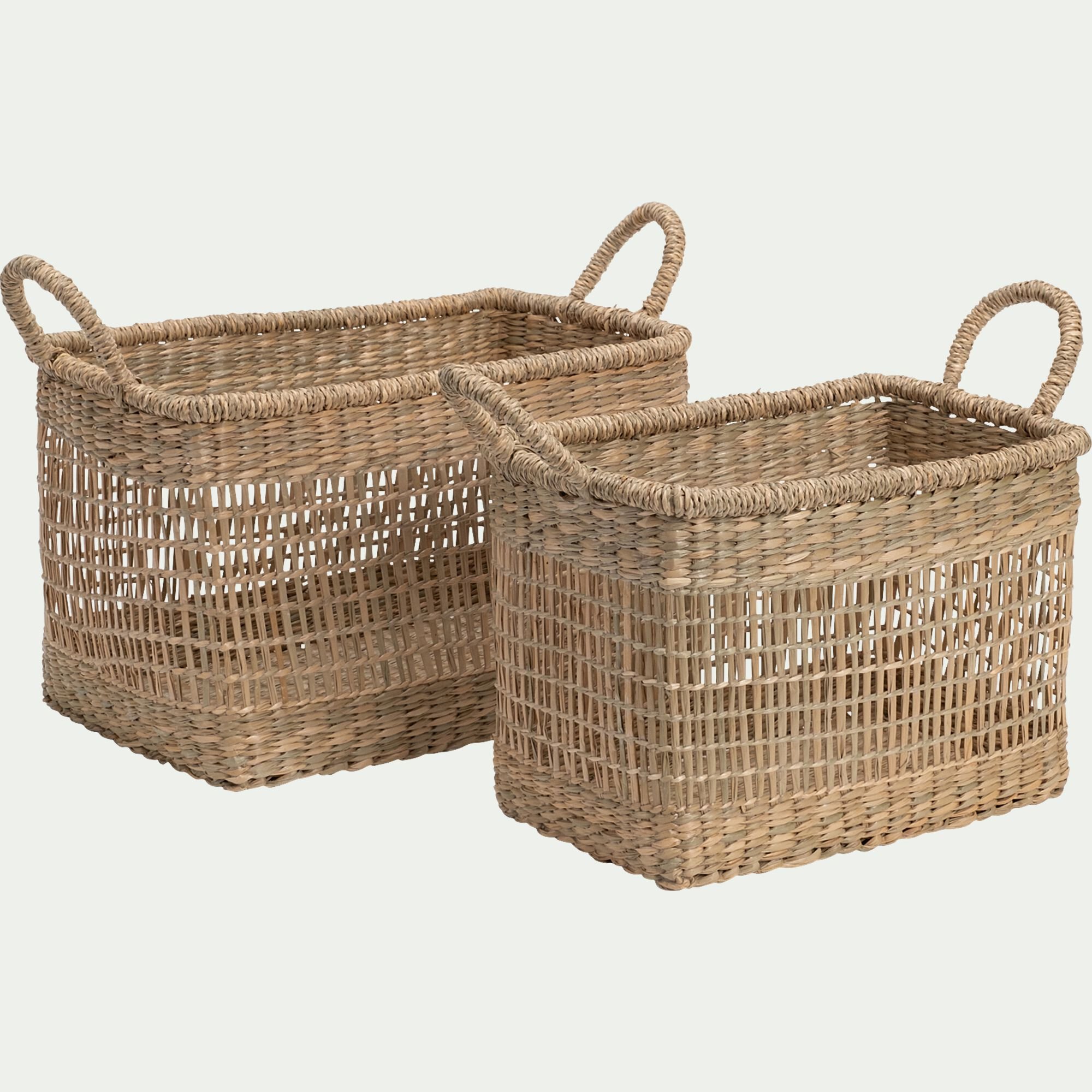 ALICANTE - Lot de 2 paniers déco en jonc de mer - naturel