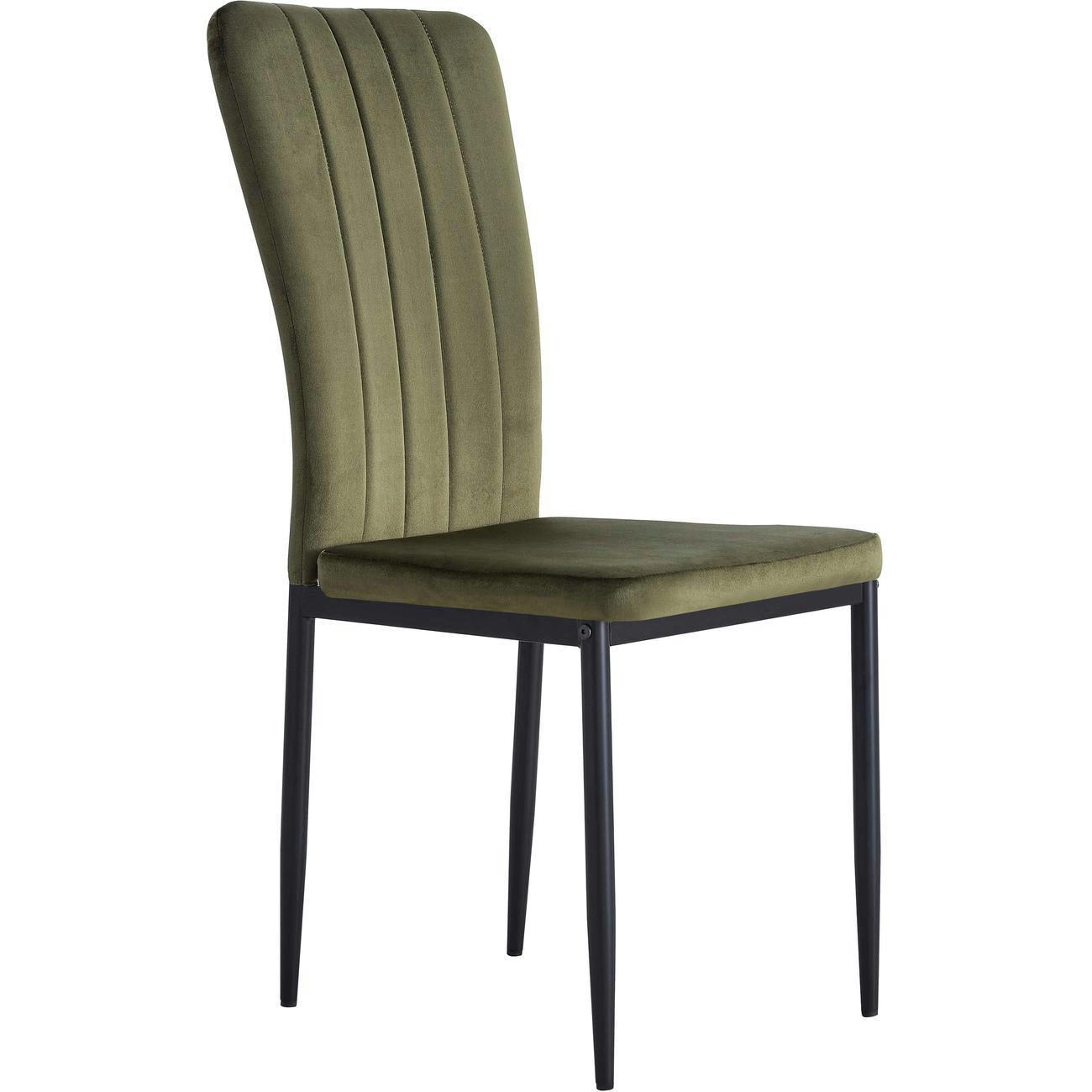 CLARA - Lot de 4 - Chaise assise velours vert pieds metal