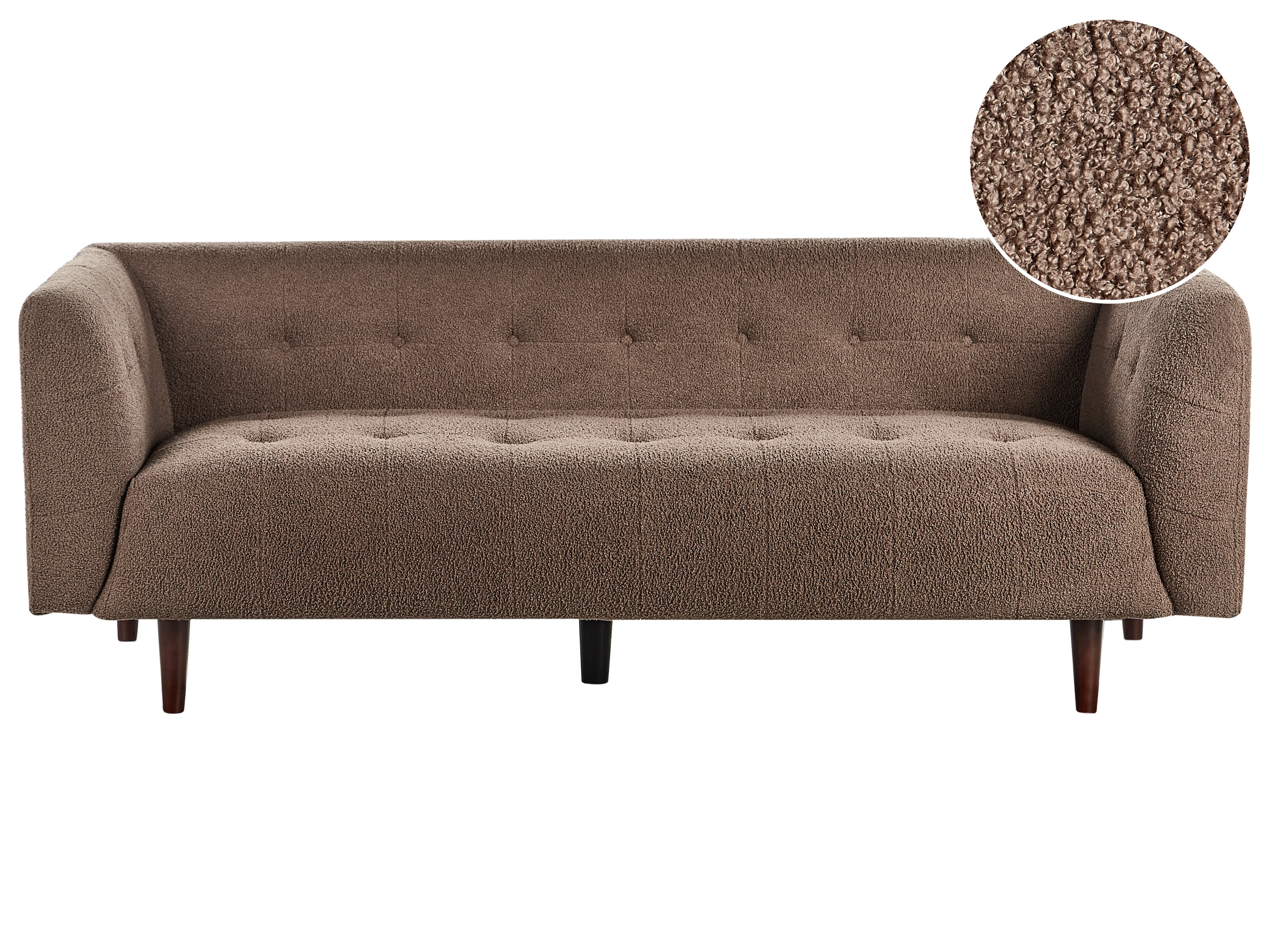 Sofa 3 Seater BYSKE Boucle Brown