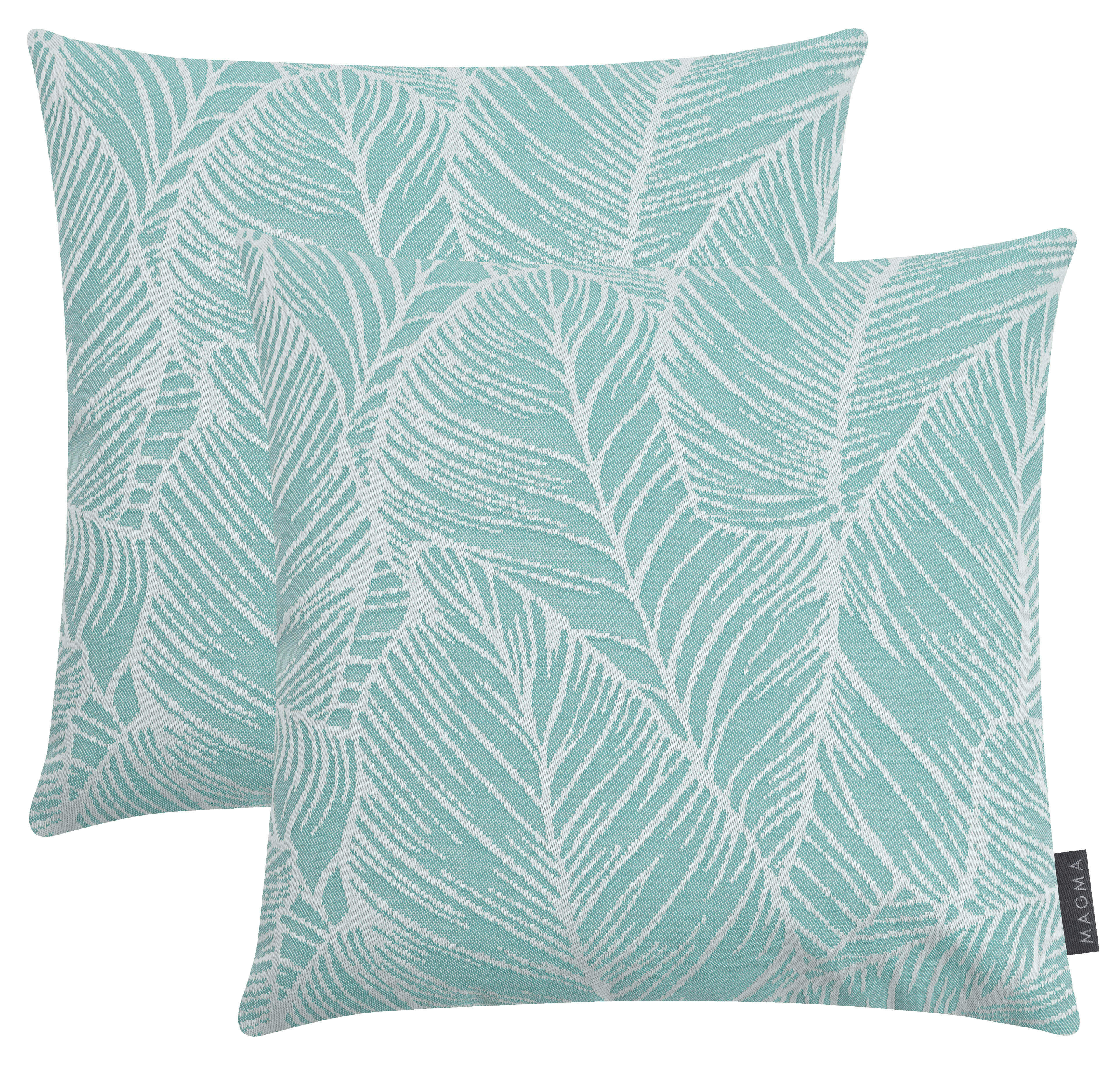 MADEIRA - Housses de coussin extérieur dralon motif turquoise - 40x40 - Lot de 2