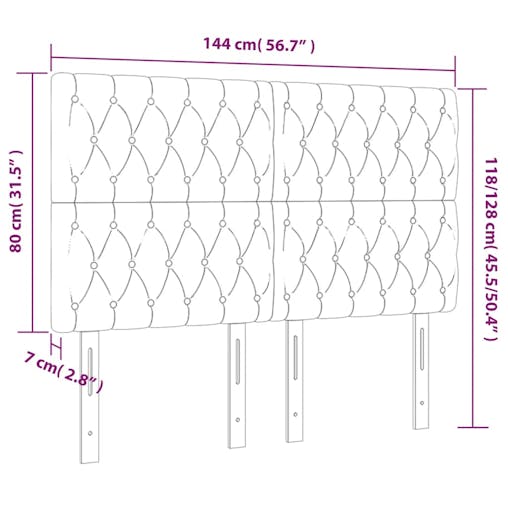 NNEVL LED Headboard Dark Grey 144x7x118/128 cm Fabric