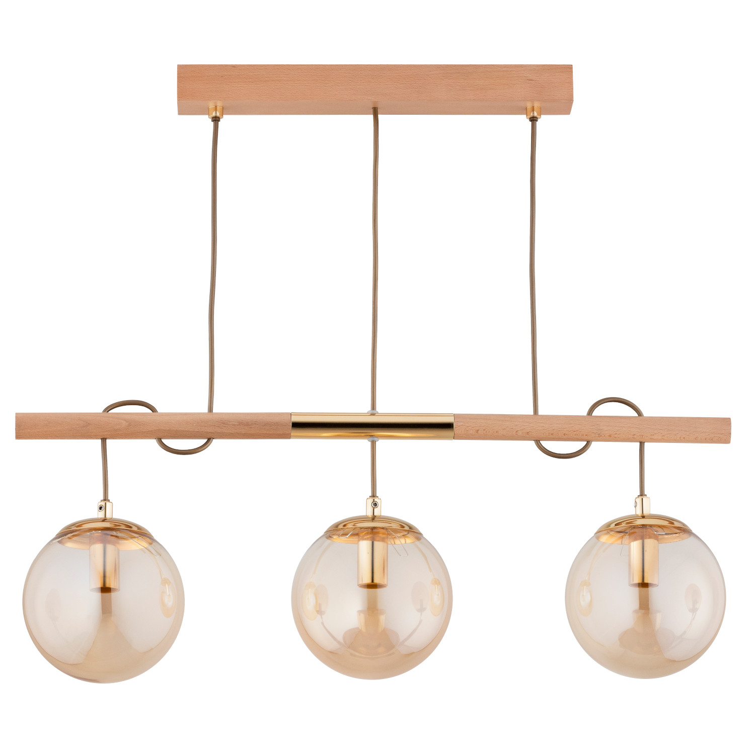 Lampa wisząca AXA jasne drewno-złota-bursztynowy 3xE14x10W IP20 Alfa