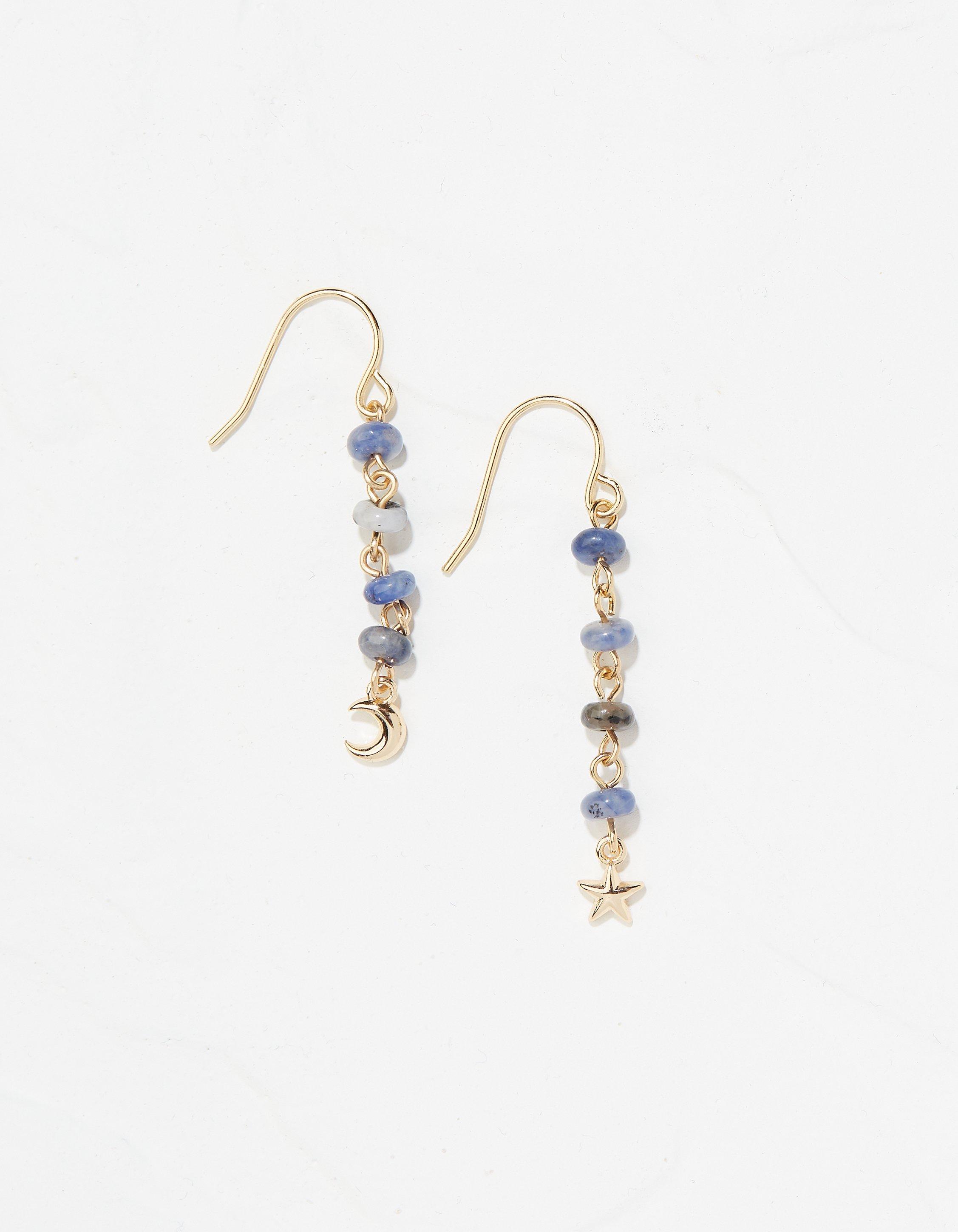 Moon and Star Drop Earrings