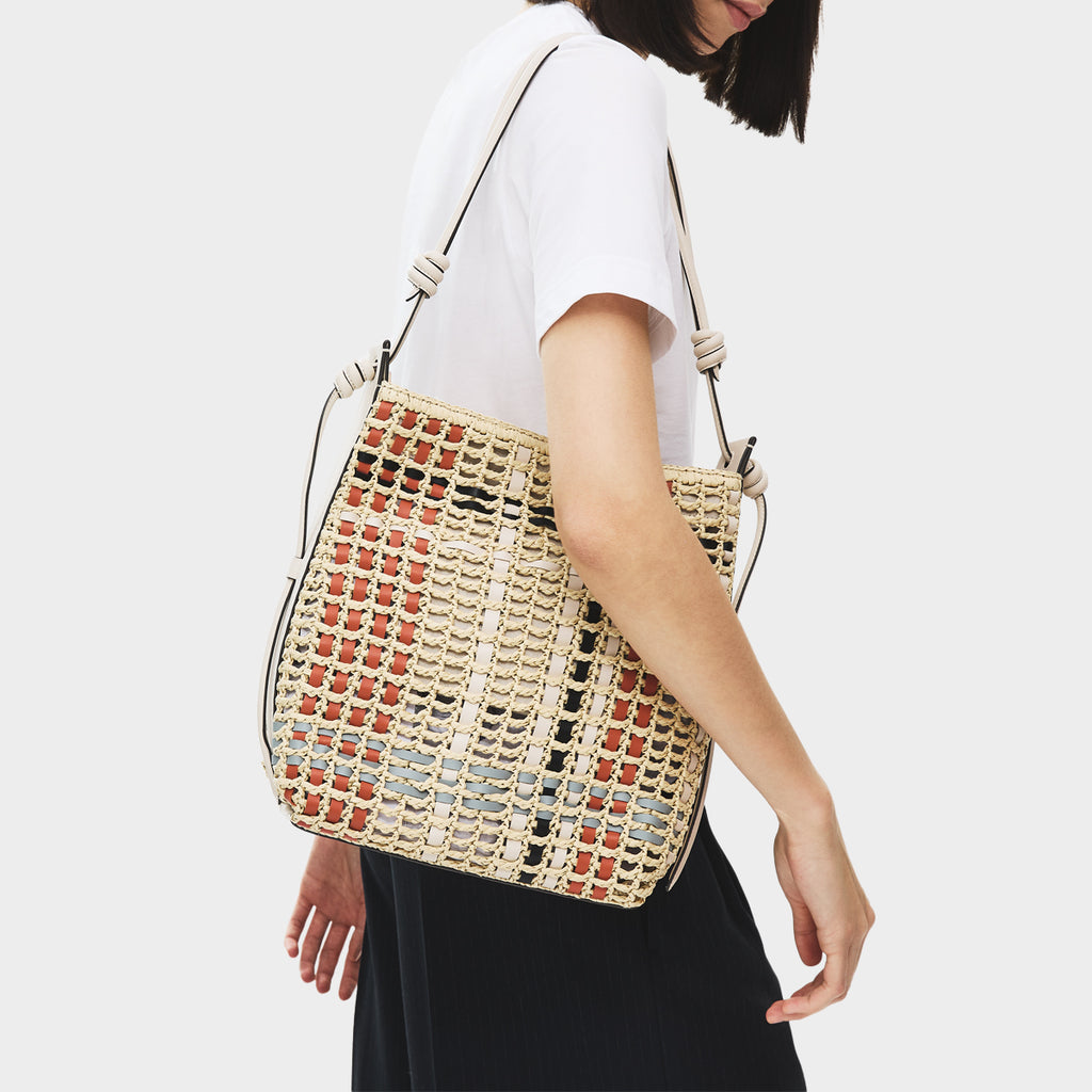 The Camden - Raffia Check - Medium Open Top Shoulder