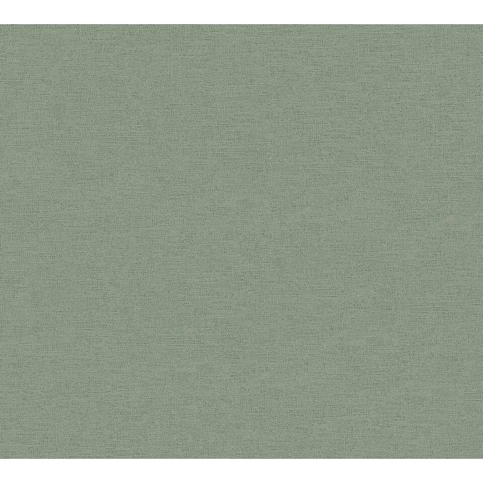 A.S. Cr&eacute;ation behang effen vergrijsd groen - 53 cm x 10.05 m