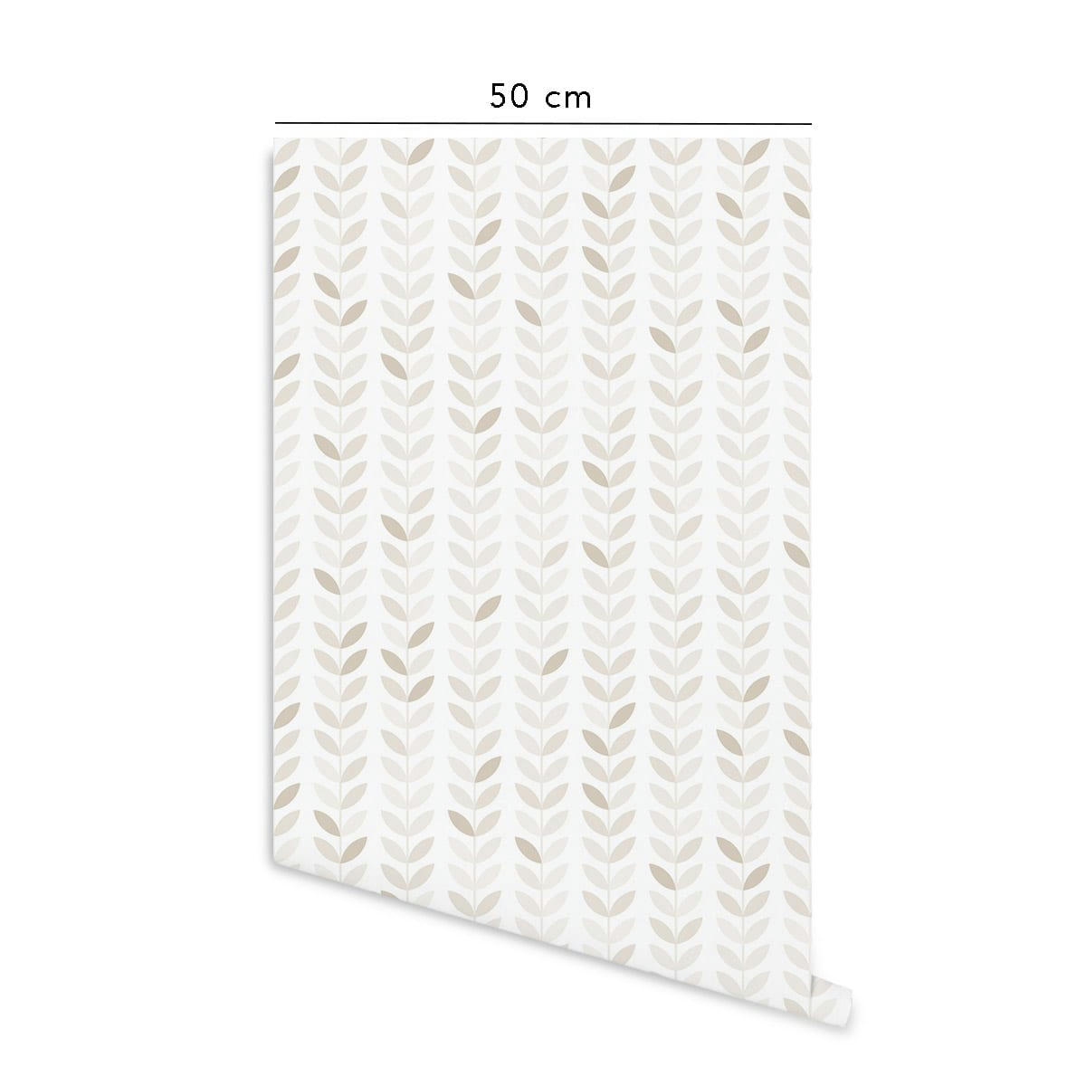VINTAGELEAVES - Papier peint vinyle adhésif feuilles vintage écru 50x300 cm